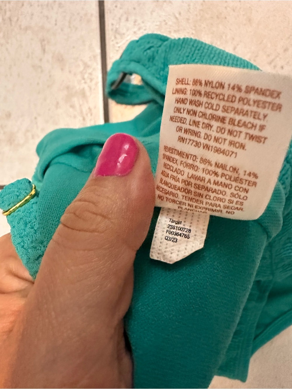 Shade & Shore Textured teal pucker textured one-piece swimsuit O-ring Small - Picture 10 of 10